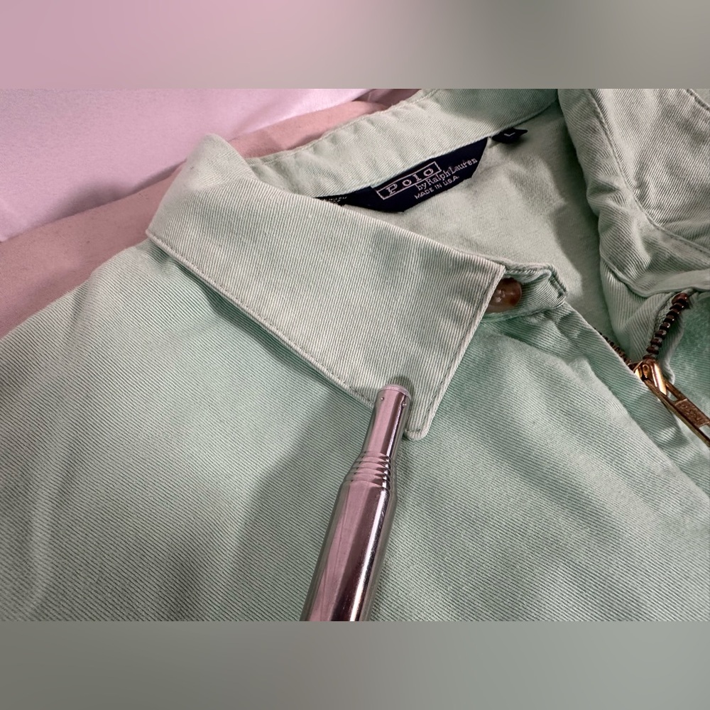 Vintage Polo Ralph Lauren Mint Green Large Full-Zip Harrington 90s USA Made RARE - Picture 7 of 16
